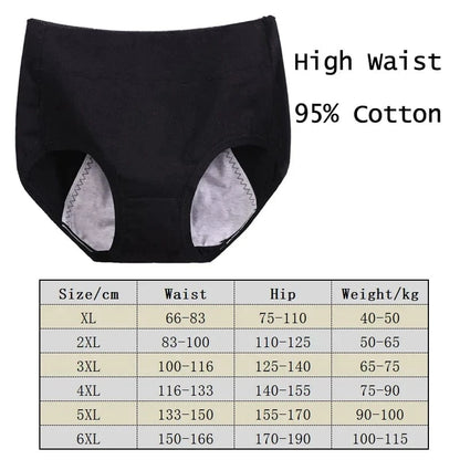 6XL 115kg Plus Size Fat Women Physiological Underwear Menstrual Leak Proof Pure Cotton High Waist Sanitary Lingerie Panties - A-1 Thread Vault