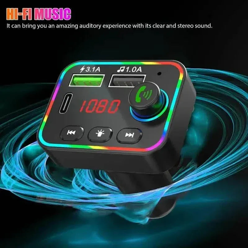 7 Color LED Backlit Light Bluetooth FM Transmitter and Dual USB Charger - A-1 Thread Vault