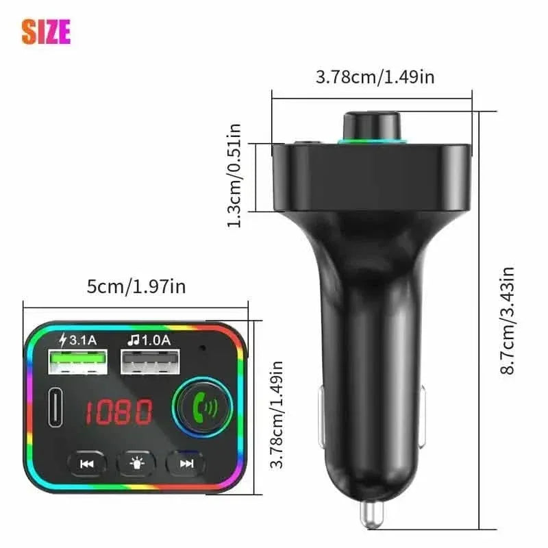 7 Color LED Backlit Light Bluetooth FM Transmitter and Dual USB Charger - A-1 Thread Vault