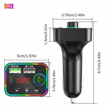 7 Color LED Backlit Light Bluetooth FM Transmitter and Dual USB Charger - A-1 Thread Vault