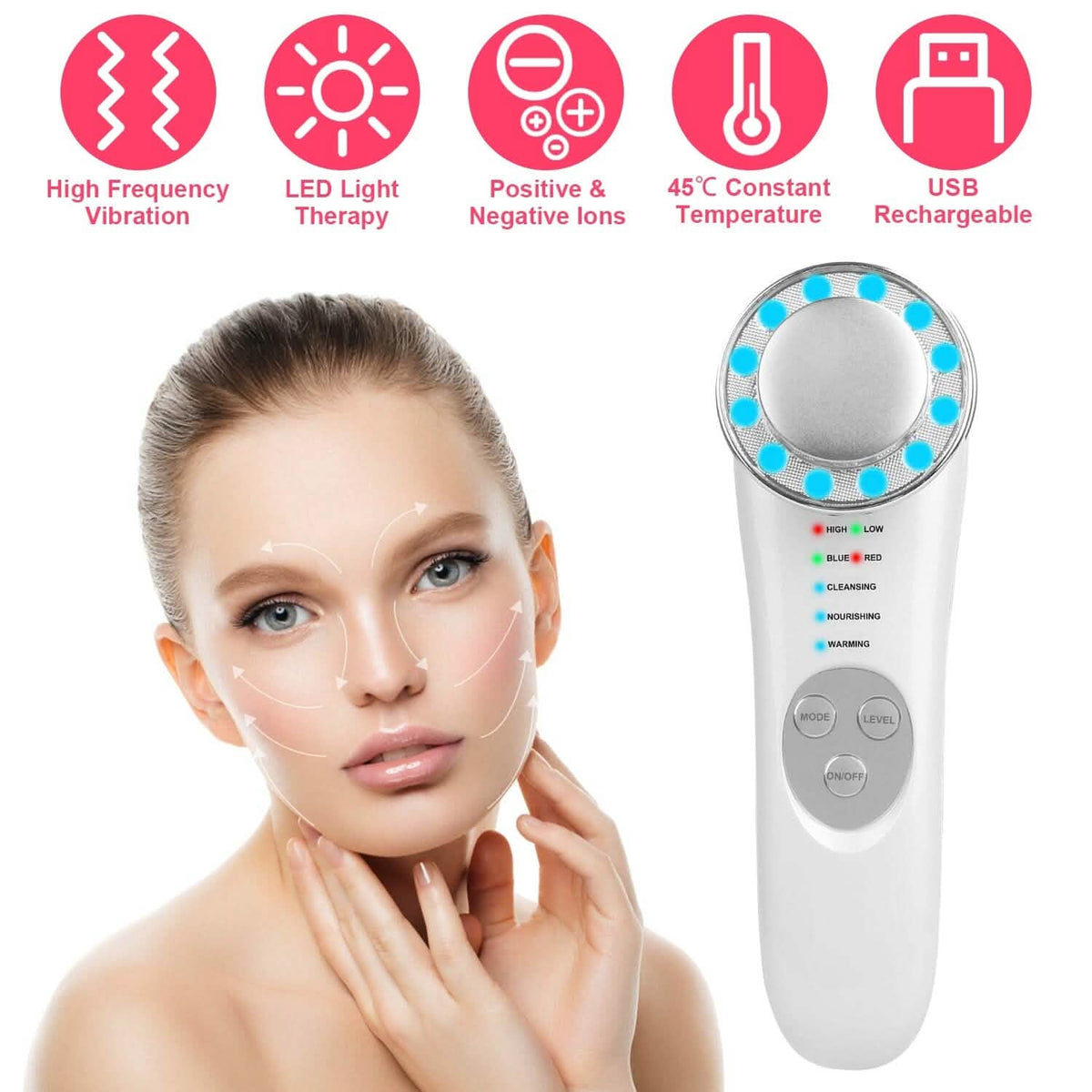 7-in-1 Facial Massager Ultrasonic High Frequency Face Lifting Machine - A-1 Thread Vault