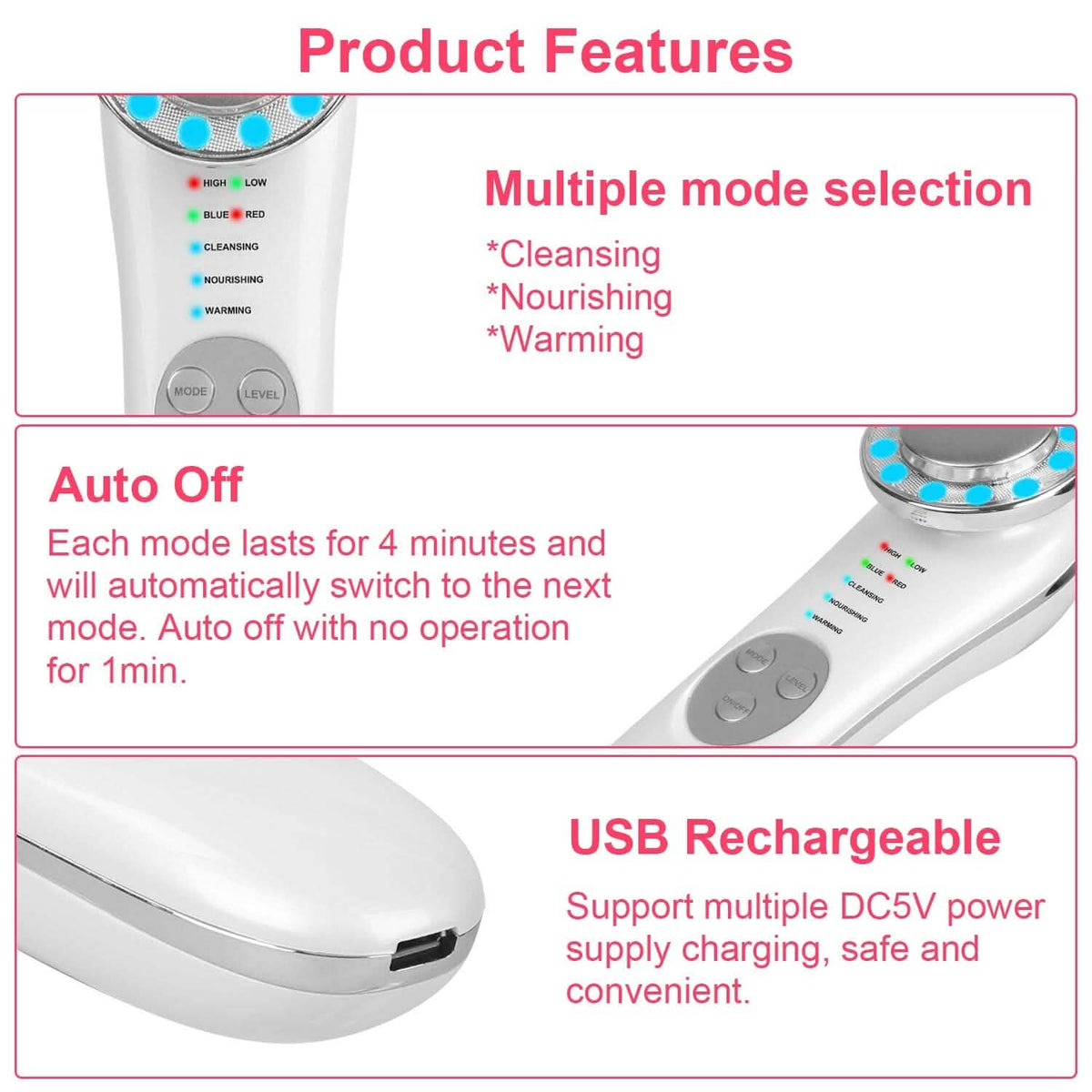 7-in-1 Facial Massager Ultrasonic High Frequency Face Lifting Machine - A-1 Thread Vault
