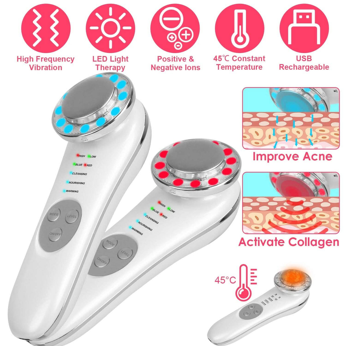 7-in-1 Facial Massager Ultrasonic High Frequency Face Lifting Machine - A-1 Thread Vault