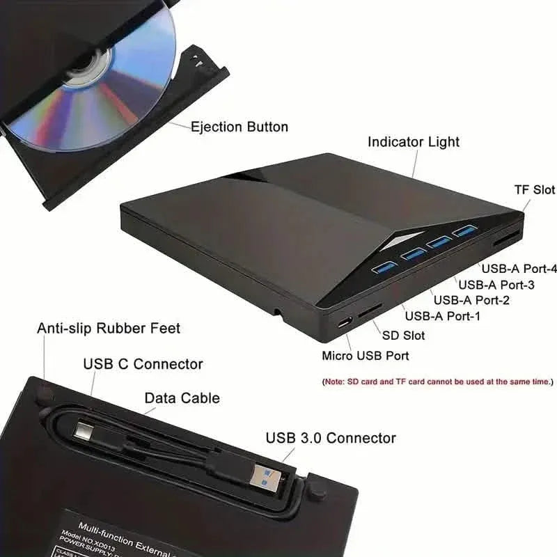 7-In-1 Portable External CD/DVD Drive - A-1 Thread Vault