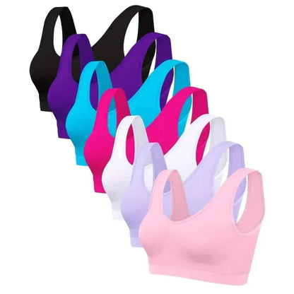 7-Pack: Solid Seamless Bra, Comfy Breathable Sporty Bra for Women's Lingerie & Underwear - A-1 Thread Vault