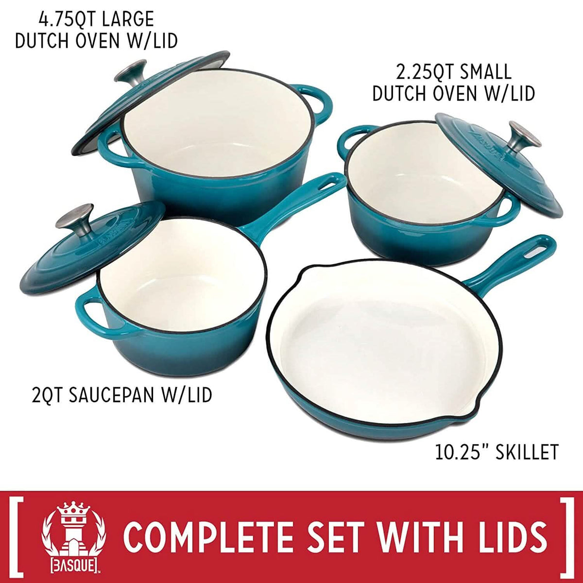 7-Piece: Basque Enameled Cast Iron Cookware Set - A-1 Thread Vault