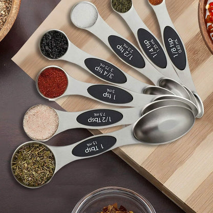 7-Piece: Double Sided Stackable Magnetic Measuring Spoons Set with Leveler - A-1 Thread Vault