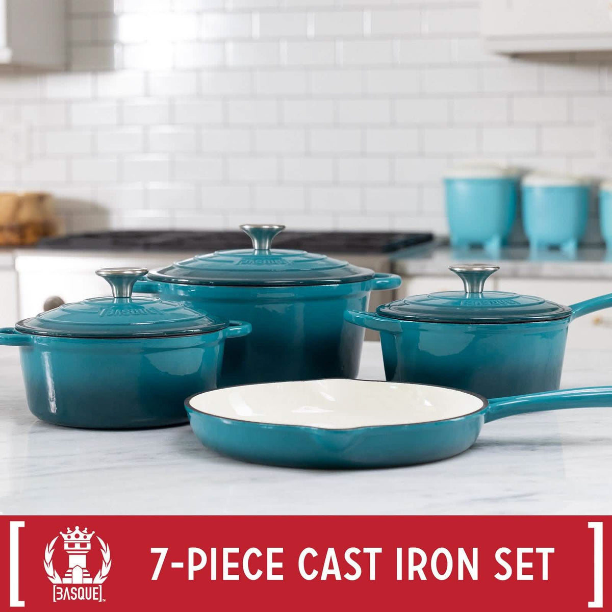 7-Piece Set: Basque Enameled Cast Iron Cookware Set - A-1 Thread Vault