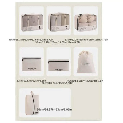 7-Piece: Travel Packaging Cube Bags - A-1 Thread Vault