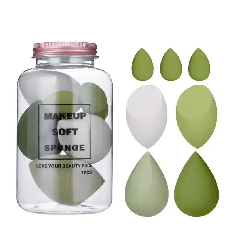 7-Pieces Set: Puff Teardrop Blender Foundation Sponge Set - A-1 Thread Vault