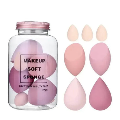 7-Pieces Set: Puff Teardrop Blender Foundation Sponge Set - A-1 Thread Vault