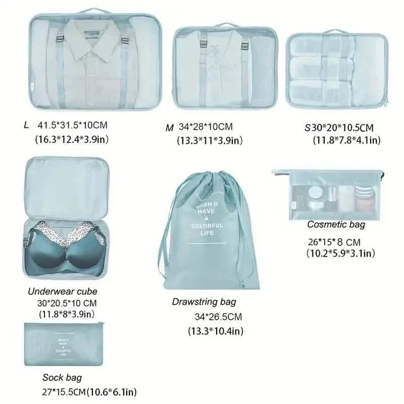 7-Pieces: Travel Luggage Packing Organizers Set - A-1 Thread Vault