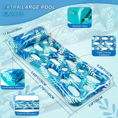 70" x 30" Inflatable Lounge Pool with Headrest - A-1 Thread Vault