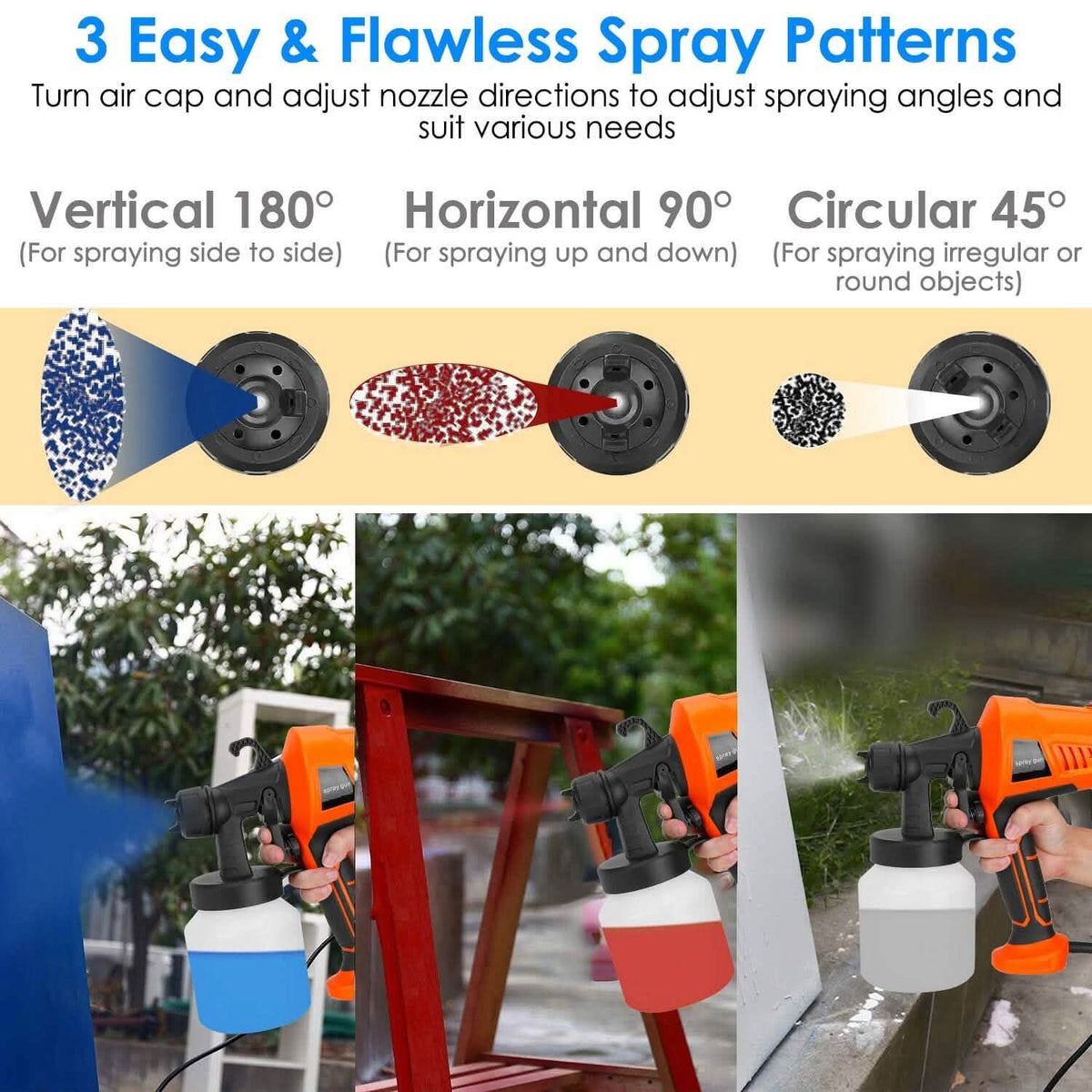 700W Electric Paint Sprayer Handheld with 3 Spray Patterns 800ml - A-1 Thread Vault