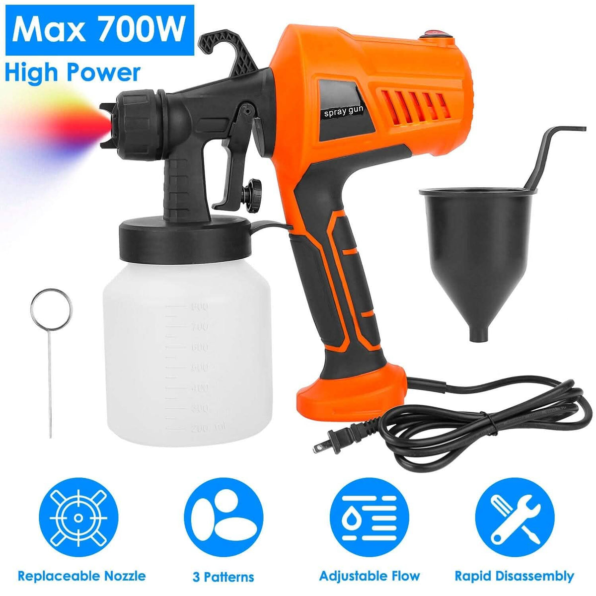 700W Electric Paint Sprayer Handheld with 3 Spray Patterns 800ml - A-1 Thread Vault