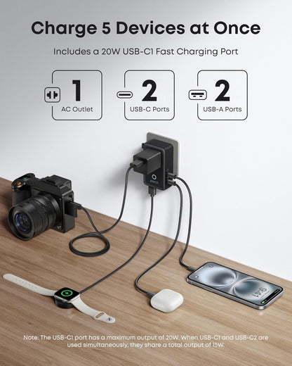 Anker Nano Travel Adapter (5-in-1, 20W, 1-Pack) - A-1 Thread Vault