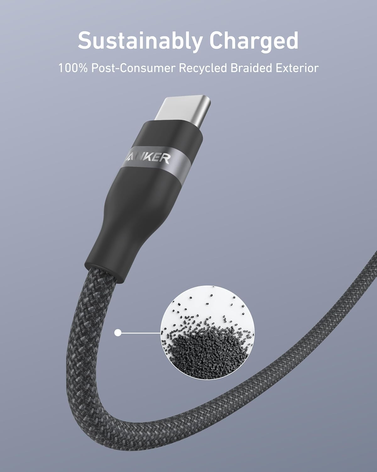 Anker USB-C to USB-C Cable (3 ft / 6 ft, 240W, Upcycled-Braided) - A-1 Thread Vault