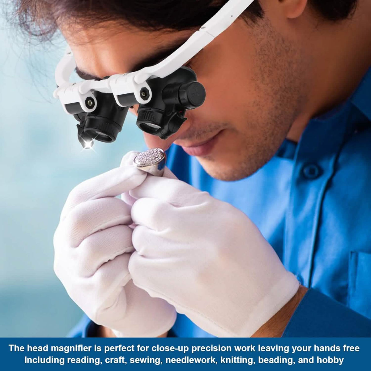 2-LED Head-Mounted Magnifier Glasses – 8x/15x/23x with Repair Light - A-1 Thread Vault