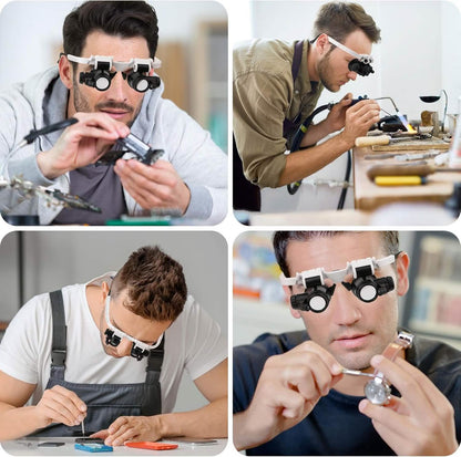 2-LED Head-Mounted Magnifier Glasses – 8x/15x/23x with Repair Light - A-1 Thread Vault