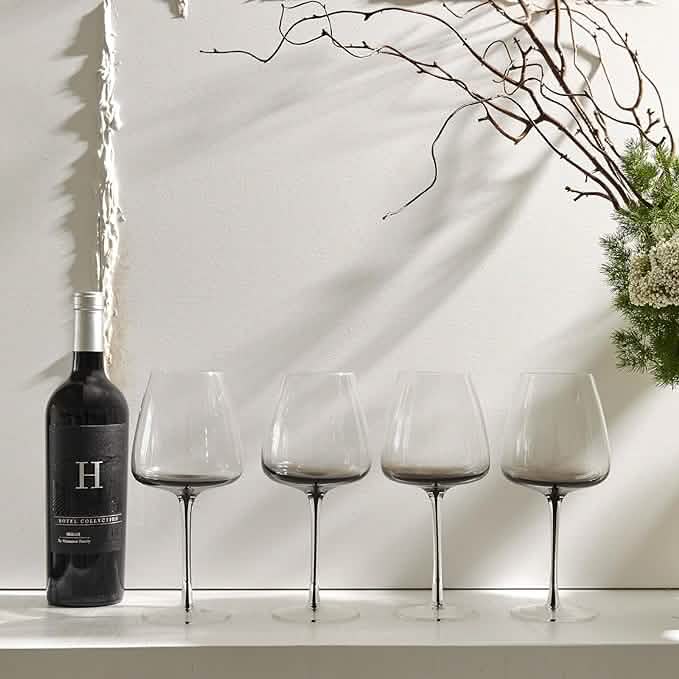 Hotel Collection Smoke Stem Red Wine Glasses | 4 Glasses - A-1 Thread Vault