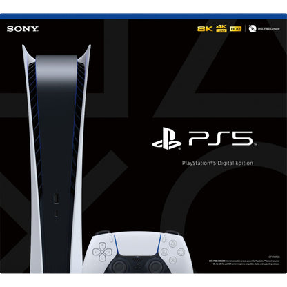 PS5 - Sony PlayStation 5 Digital Edition Gaming Console + Wireless Controller - 16GB GDDR6 RAM, 825GB SSD, 120Hz 8K Output, White (Used - Like New) - A-1 Thread Vault
