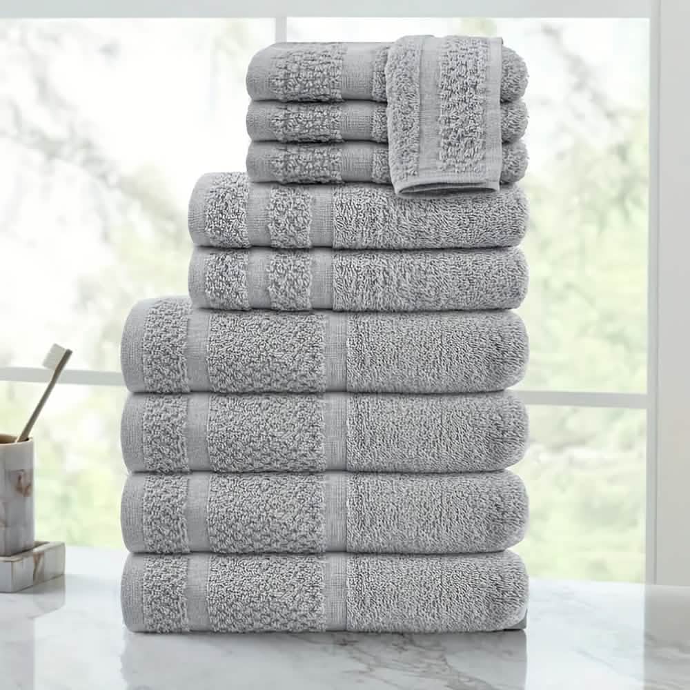 Gray Cotton Bath Towel Set (10–32 pcs) - A-1 Thread Vault