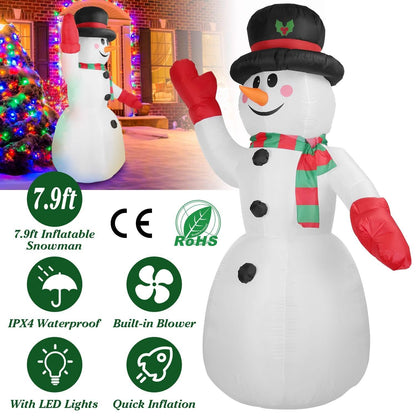 7.9ft Christmas Inflatable Giant Snowman Blow Up with LED Lights Hat Scarf - A-1 Thread Vault