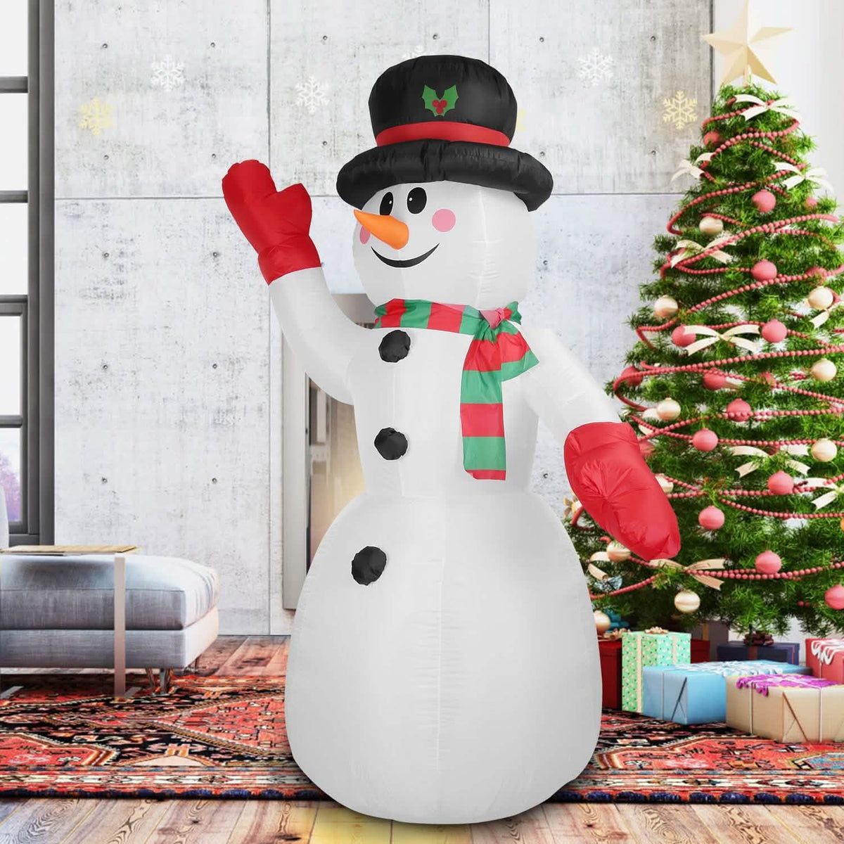 7.9ft Christmas Inflatable Giant Snowman Blow Up with LED Lights Hat Scarf - A-1 Thread Vault