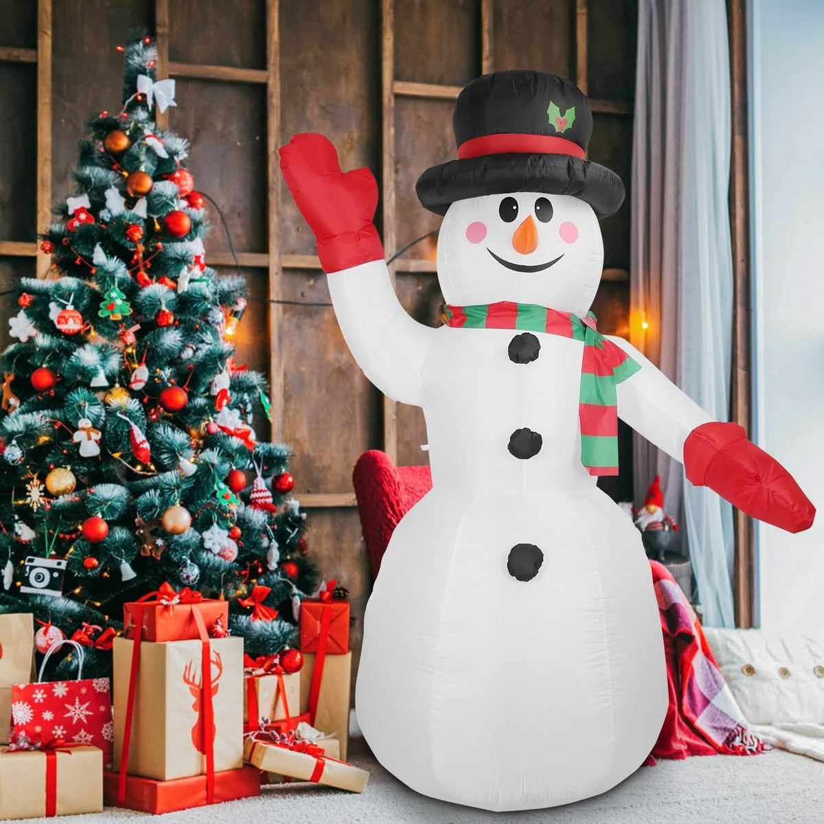 7.9ft Christmas Inflatable Giant Snowman Blow Up with LED Lights Hat Scarf - A-1 Thread Vault