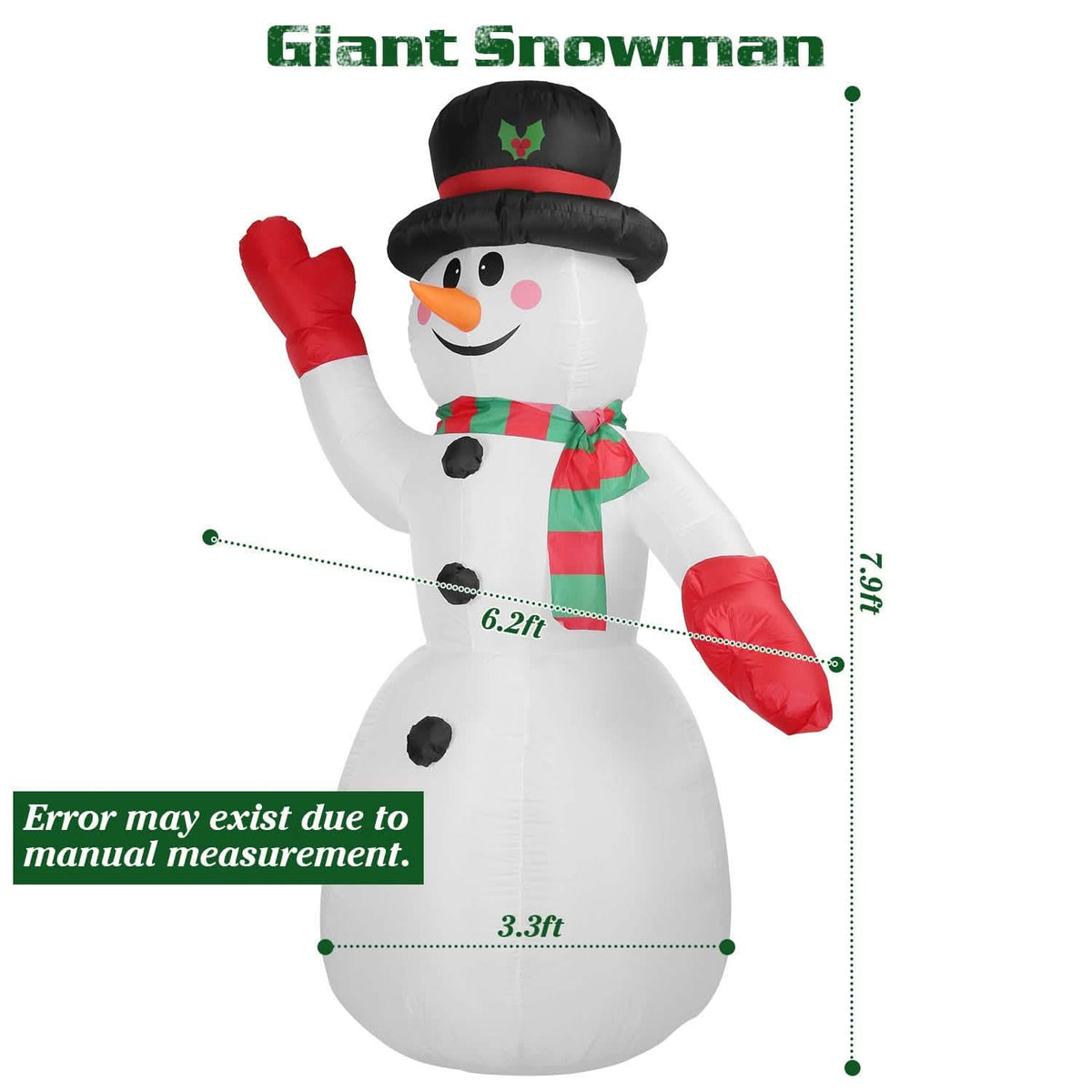 7.9ft Christmas Inflatable Giant Snowman Blow Up with LED Lights Hat Scarf - A-1 Thread Vault