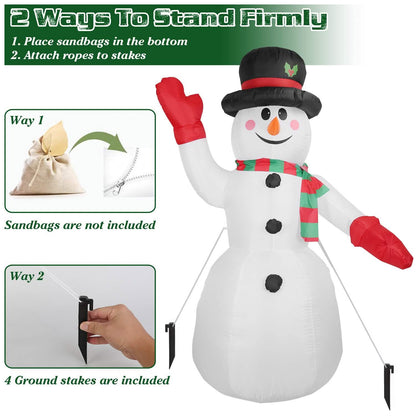 7.9ft Christmas Inflatable Giant Snowman Blow Up with LED Lights Hat Scarf - A-1 Thread Vault