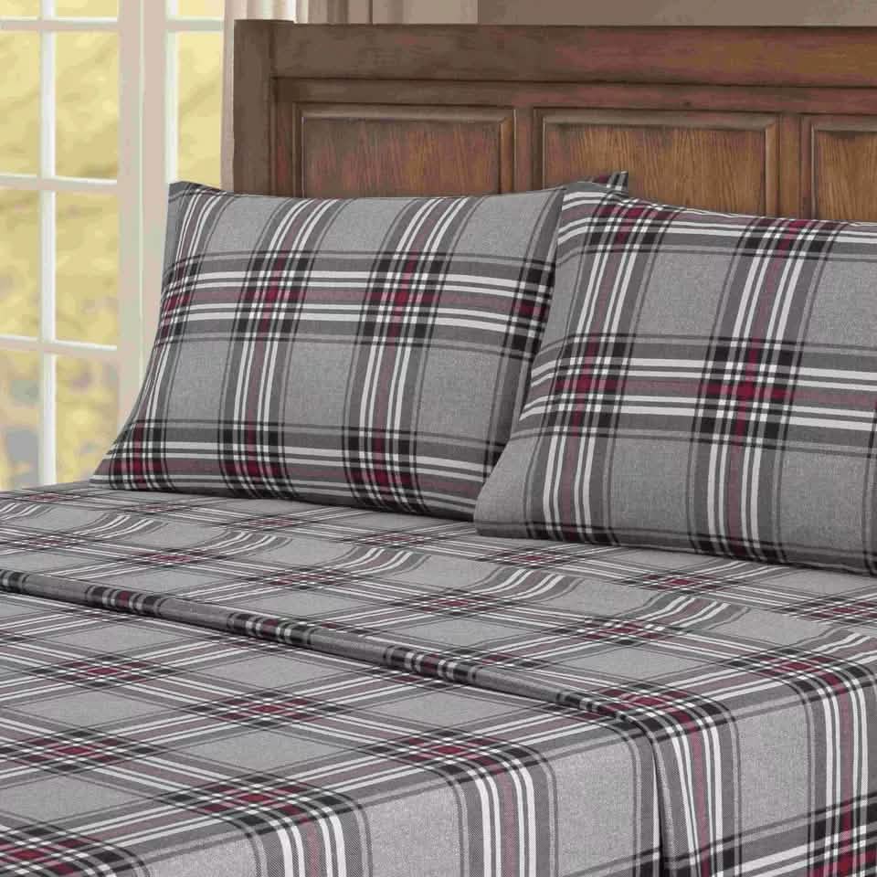4-Piece: Kathy Ireland 100% Turkish Cotton Flannel Sheet Set - A-1 Thread Vault