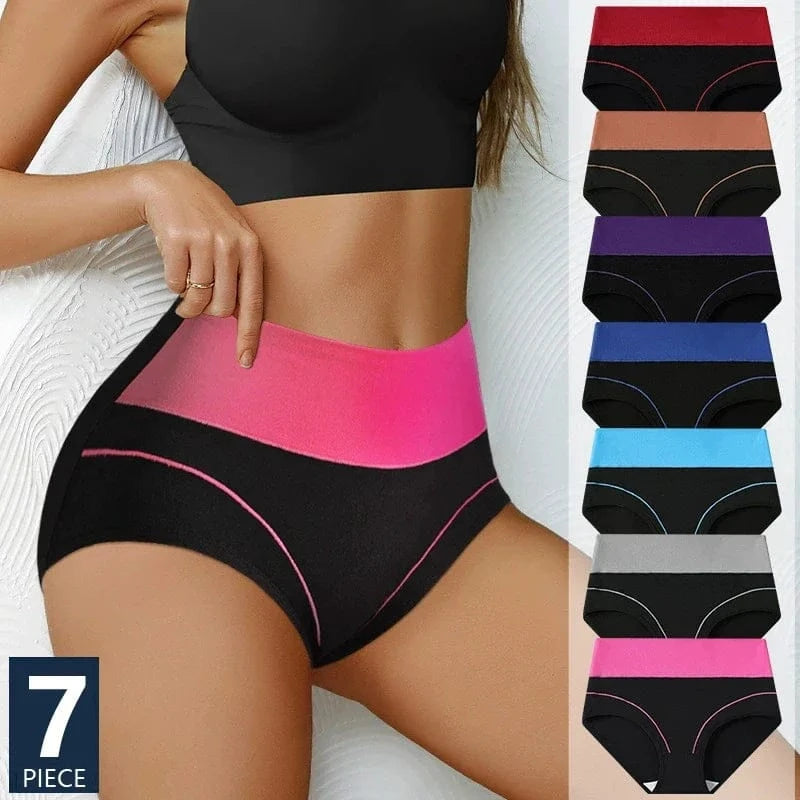 7PCS High Waist Body Shaper Soft Cotton Briefs for Women Slimming Breathable Panty Plus Size XS-3XL Lingerie Female Underwear - A-1 Thread Vault