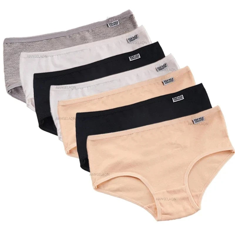 7Pcs/Lot Plus Size Underwear Women's Panties Cotton Girl Brief Sexy Lingeries Shorts Underpant Solid Panty Female Intimate M-4XL - A-1 Thread Vault