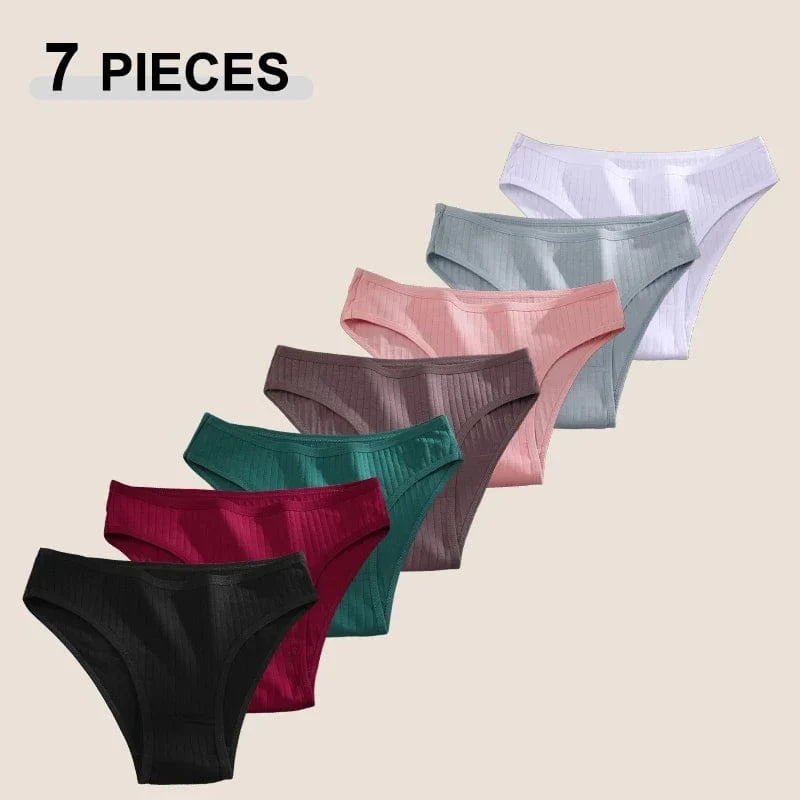 7PCS Women's Seamless Cotton Panties Ladies Low Rise Stripe Underwear Elastic Comfortable Cotton Briefs Breathable Sexy Lingerie - A-1 Thread Vault