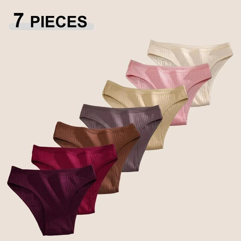 7PCS Women's Seamless Cotton Panties Ladies Low Rise Stripe Underwear Elastic Comfortable Cotton Briefs Breathable Sexy Lingerie - A-1 Thread Vault
