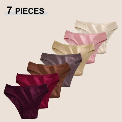 7PCS Women's Seamless Cotton Panties Ladies Low Rise Stripe Underwear Elastic Comfortable Cotton Briefs Breathable Sexy Lingerie - A-1 Thread Vault
