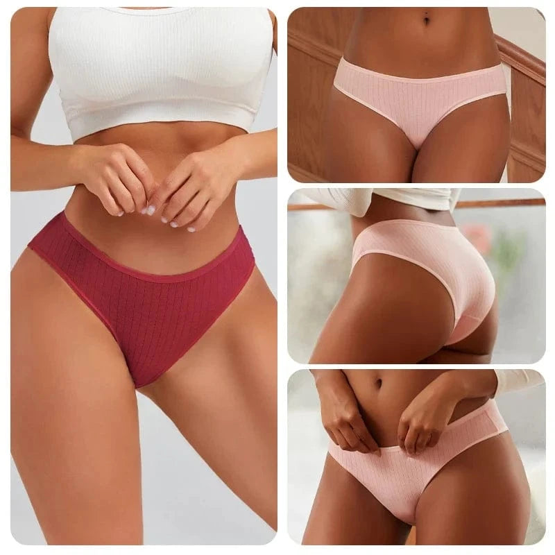 7PCS Women's Seamless Cotton Panties Ladies Low Rise Stripe Underwear Elastic Comfortable Cotton Briefs Breathable Sexy Lingerie - A-1 Thread Vault