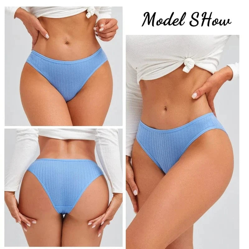 7PCS Women's Seamless Cotton Panties Ladies Low Rise Stripe Underwear Elastic Comfortable Cotton Briefs Breathable Sexy Lingerie - A-1 Thread Vault