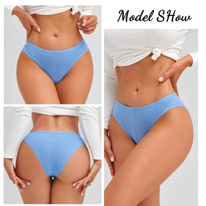 7PCS Women's Seamless Cotton Panties Ladies Low Rise Stripe Underwear Elastic Comfortable Cotton Briefs Breathable Sexy Lingerie - A-1 Thread Vault