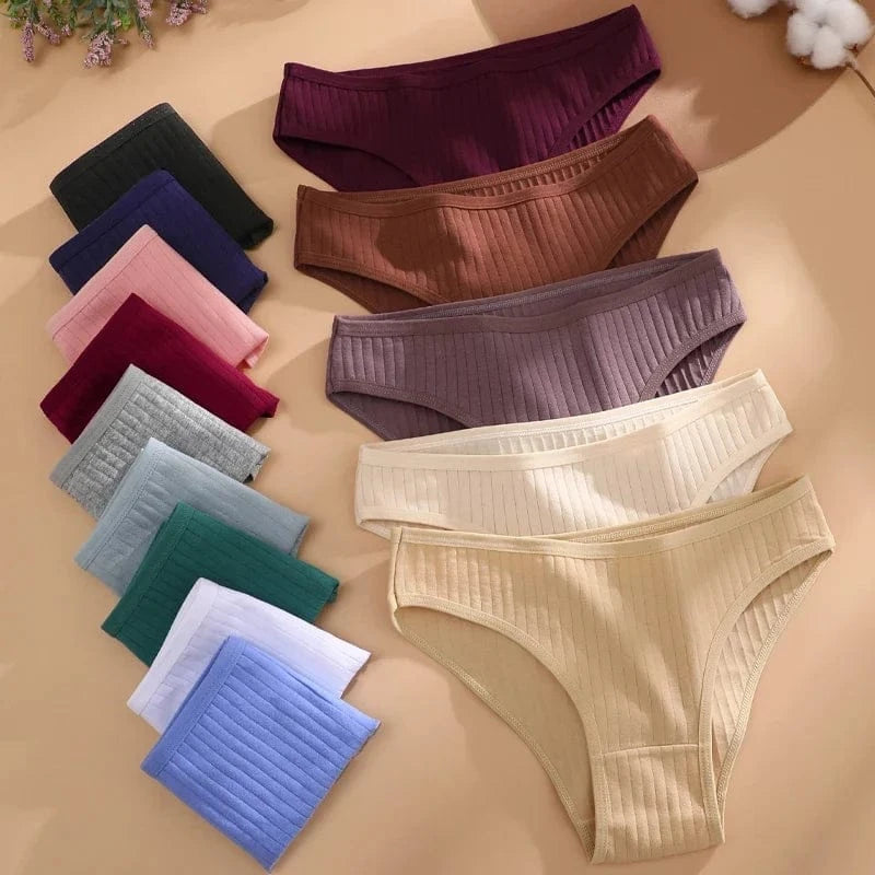 7PCS Women's Seamless Cotton Panties Ladies Low Rise Stripe Underwear Elastic Comfortable Cotton Briefs Breathable Sexy Lingerie - A-1 Thread Vault