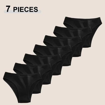 7PCS Women's Seamless Cotton Panties Ladies Low Rise Stripe Underwear Elastic Comfortable Cotton Briefs Breathable Sexy Lingerie - A-1 Thread Vault