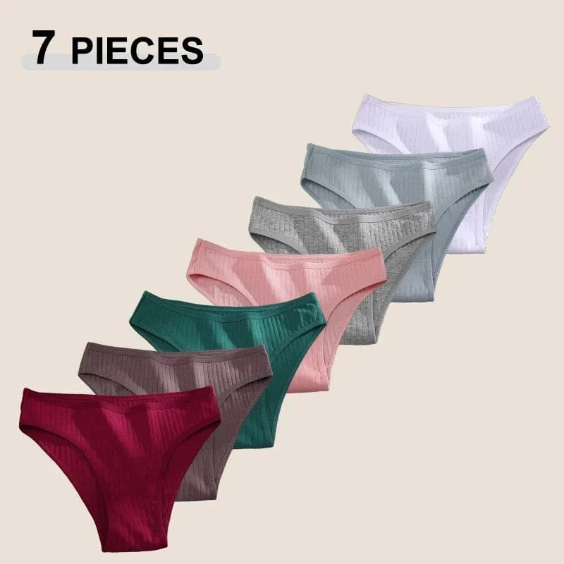7PCS Women's Seamless Cotton Panties Ladies Low Rise Stripe Underwear Elastic Comfortable Cotton Briefs Breathable Sexy Lingerie - A-1 Thread Vault