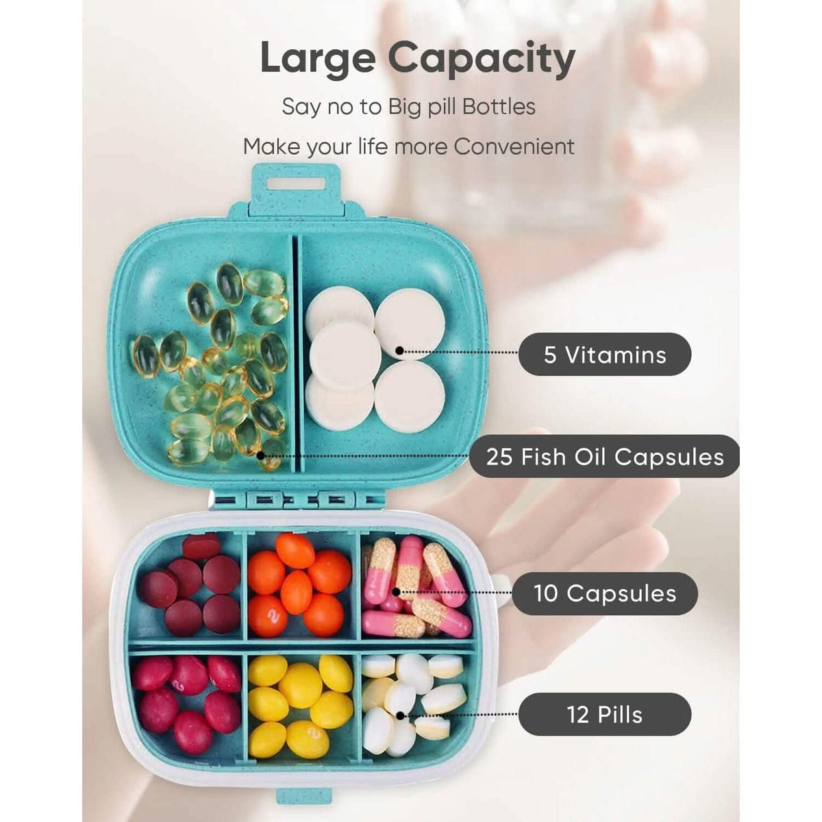 8 Compartments Travel Pill Organizer - A-1 Thread Vault