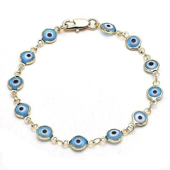 8" Gold Filled Evil Eye Light Blue Bracelet - A-1 Thread Vault