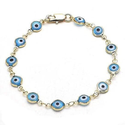 8" Gold Filled Evil Eye Light Blue Bracelet - A-1 Thread Vault