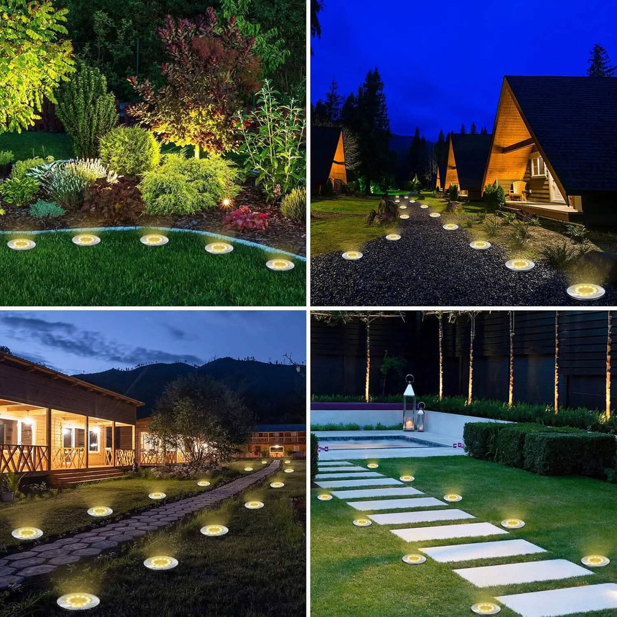 8-Pack: 8 LED Solar Disk Lights Waterproof Garden In-ground Pathway Lights - A-1 Thread Vault