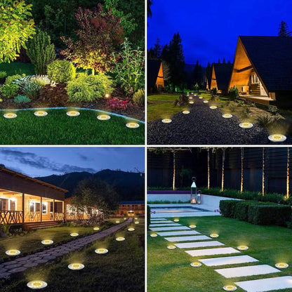 8-Pack: 8 LED Solar Disk Lights Waterproof Garden In-ground Pathway Lights - A-1 Thread Vault