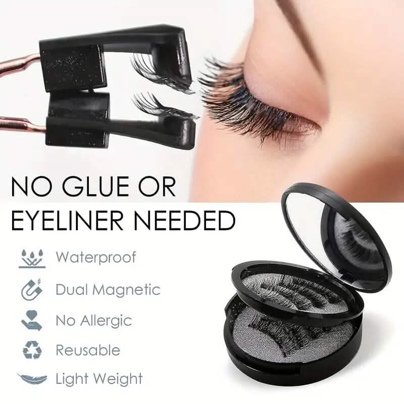 8-Pairs: Reusable Magnetic Dual 3D False Eyelashes Kit - A-1 Thread Vault