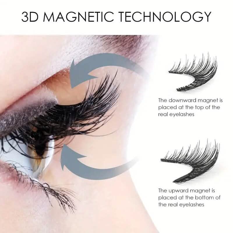 8-Pairs: Reusable Magnetic Dual 3D False Eyelashes Kit - A-1 Thread Vault